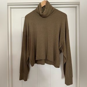 LNA Green Turtleneck Cropped Sweater Size Lg